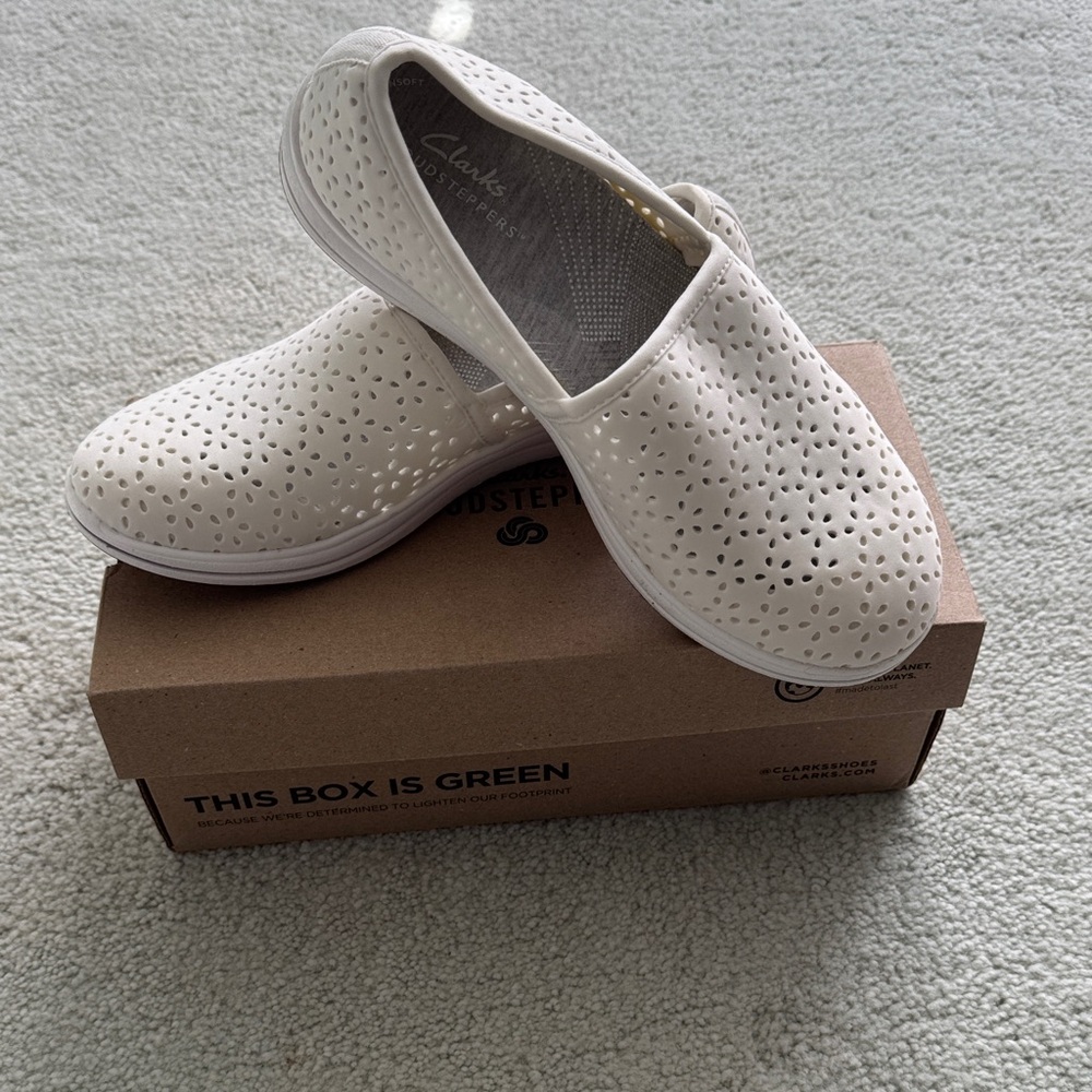 Clarks Women's Cream Perforated Loafers